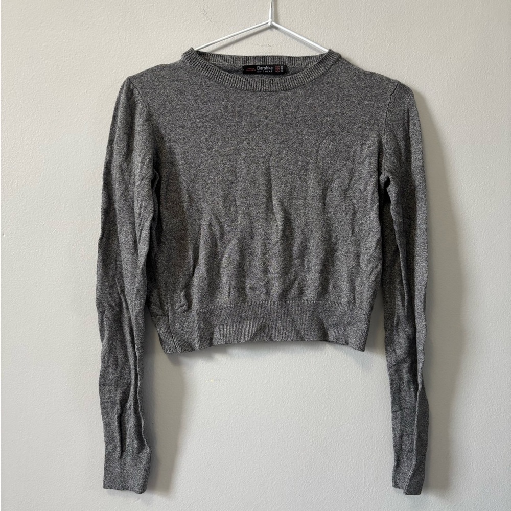 Bershka Gray Long Sleeve Top